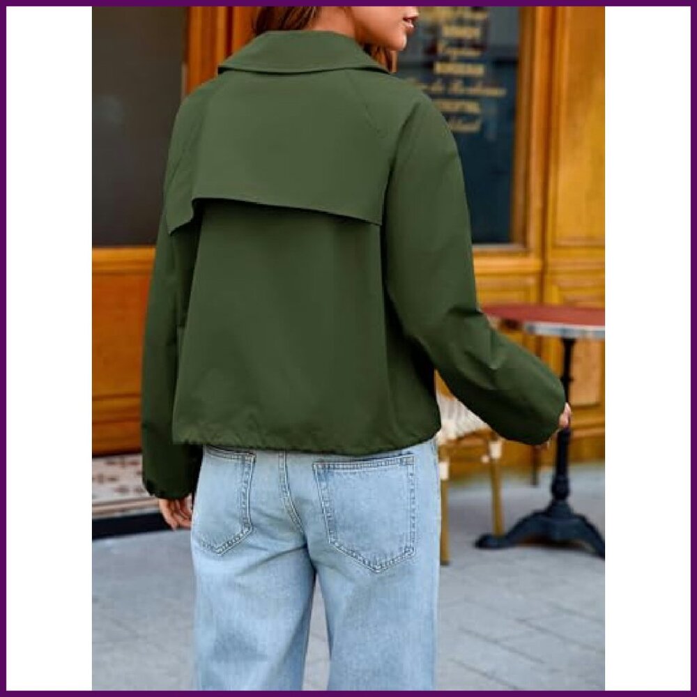 Cropped Bomber Jacket Lightweight Adjustable Wais… - image 7